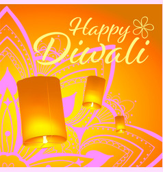 Post Card For Diwali Festival With Realistic Sky