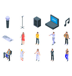 Singer Icons Set Isometric Style