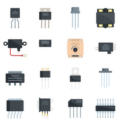 Voltage Regulator Icons Set Flat Battery