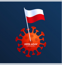 Poland Flag Pinned To A Coronavirus Stop