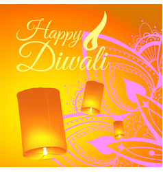 Post Card For Diwali Festival With Realistic Sky