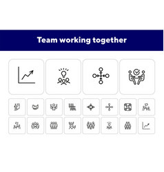 Team Working Together Line Icon Set