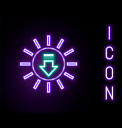 Glowing Neon Line Sunset Icon Isolated On Black