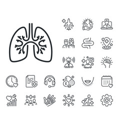 Lungs Line Icon Pneumonia Disease Sign Online