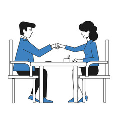 Man And Woman Shaking Hands Business Partnership