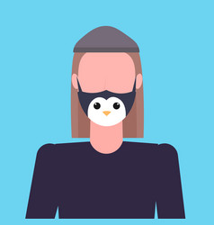 Man Wearing Protective Mask With Penguin Face Smog