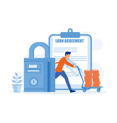 Loan Agreement Concept Man Push A Trolly