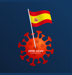 Spain Flag Pinned To A Coronavirus Stop 2019-ncov