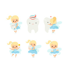 Cute Little Tooth Fairy With Blond Hair And