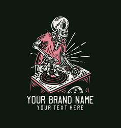 Skeleton Dj Vintage T Shirt Design Template