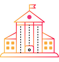 University Building Outline Icon Flat School House