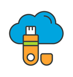 Cloud Usb Fill Outline Icons Simple Stock