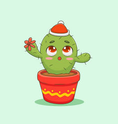 Cute Cactus Wearing Christmas Hat