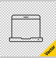 Black Line Laptop Icon Isolated On Transparent