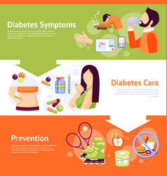 Diabetes Symptoms 3 Flat Banners Set