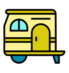 Small Camp Trailer Icon Color Outline