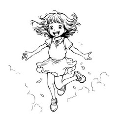 Cute Happy Little Girl Jumping In The Air