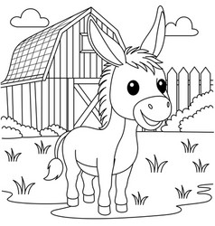 Cute Kawaii Donkey In The Farm Cartoon Character