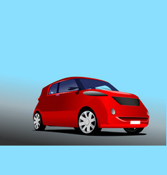 Red Car Sedan On The Road 3d