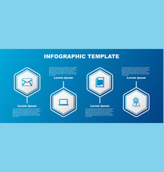 Set Line Envelope Laptop Document And Medal