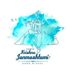 Shree Krishna Janmashtami Watercolor Wishes Card