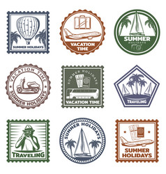 Vintage Summer Vacation Stamps Set