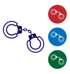 Blue Sexy Fluffy Handcuffs Icon Isolated On White