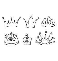 Doodle Crowns Line Art King Or Queen Crown Sketch