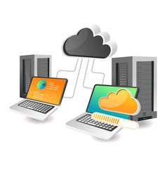 Flat 3d Isometric Concept Of Server Data Analysis