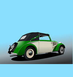 Green Old Car Cabriolet On The Road 3d