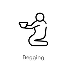 Outline Begging Icon Isolated Black Simple Line