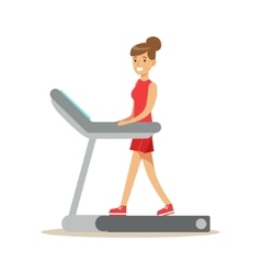 Woman Walking On Treadmill Member Of The Fitness