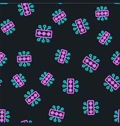 Line Cyber Security Icon Isolated Seamless Pattern