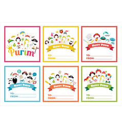 Set Of Gift Tags With Purim Costumes Props