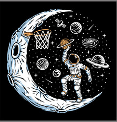 Astronaut Playing Basketball On Moon