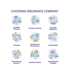 Choosing Insurance Company Concept Icons Set