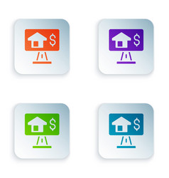 Color Online Real Estate House In Browser Icon