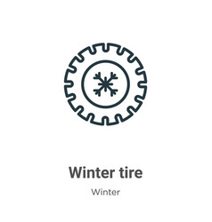 Winter Tire Outline Icon Thin Line Black