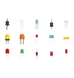 Diode Icons Set Flat Anode Light