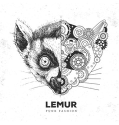 Realistic And Punk Style Lemur Face Lemur Face