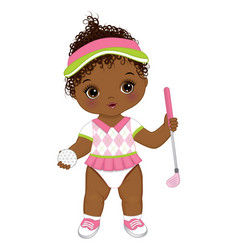 Cute African American Baby Girl Playing Golf