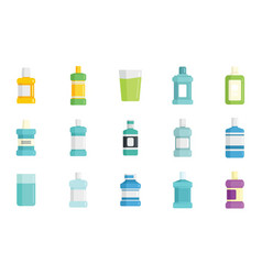 Mouthwash Icons Set Flat Health Care