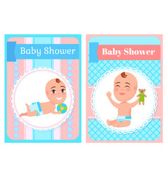 Baby Shower Posters Set Six Or Seven Month Infants