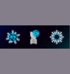 Set Line Virus And Dna Symbol And Virus Icon