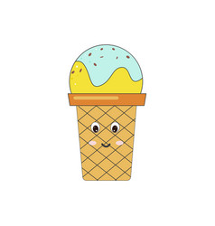 Cute Kawaii Colored Ice Cream Doodle Style