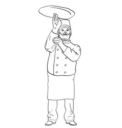 Man Cook Pizza Chef Tossing Pizza Dough Comic