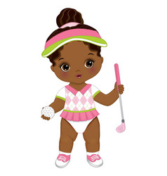 Cute African American Baby Girl Playing Golf