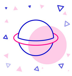 Line Planet Saturn With Planetary Ring System Icon