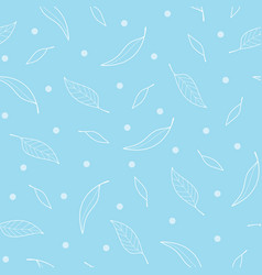 Pastel Blue Line Art Gum Leaf Seamless Pattern