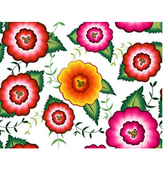 Seamless Mexican Floral Embroidery Pattern Flowers